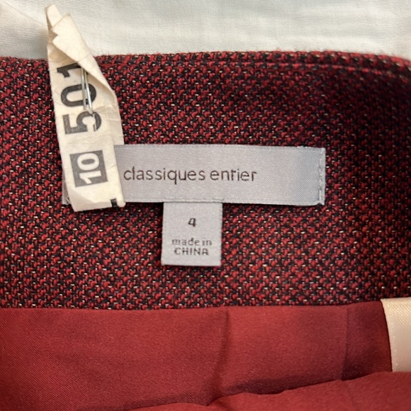 Classiques Entrier Wool Blend Burgundy Red Career Pencil Skirt Size 4 - Picture 2 of 4